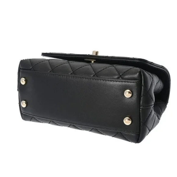 Chanel Black Quilted Chèvre Extra Mini Rainbow Coco Handle Flap Gold Hardware - Picture 7 of 12